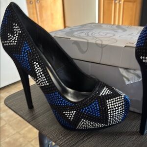 Elegant Black and Blue Women's Heels